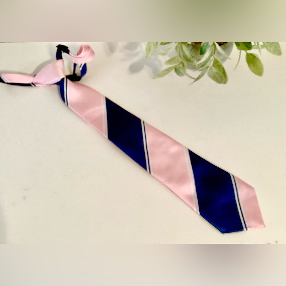 Children’s Place -Silk Feel Pink and Navy Striped Tie